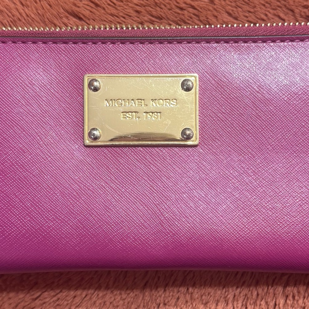Michael Kors Fuchsia Wallet with Gold Accents